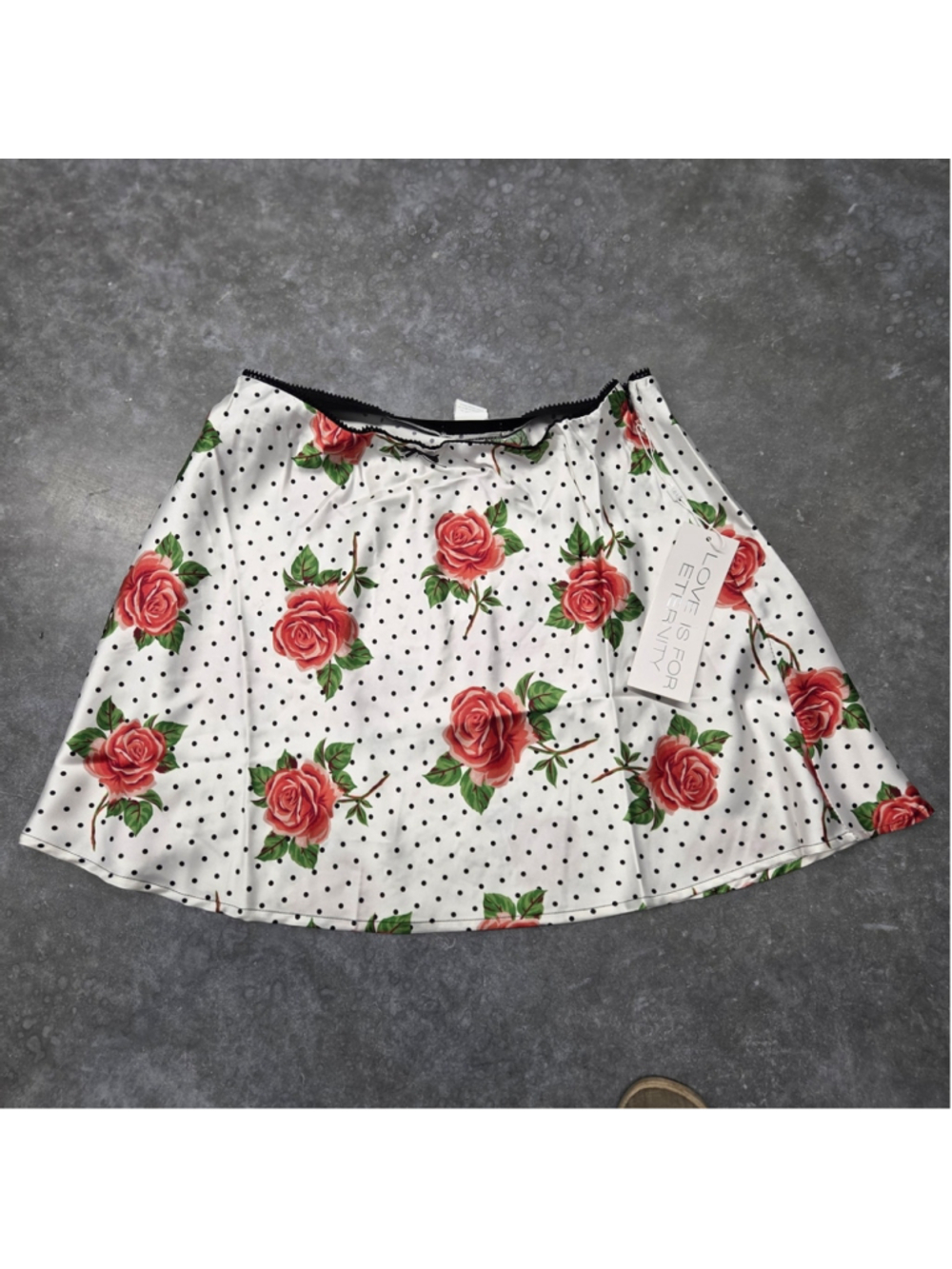 NWT Rose Print A-Line Skirt Feminine Summer Size L